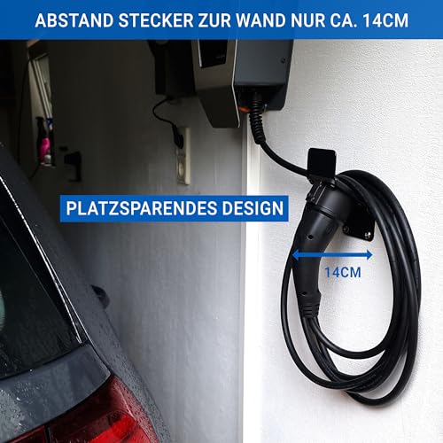 EVify platzsparende Typ 2 Wandhalterung • Wallbox Kabelhalter • Widerstandfähige Kabelhalterung aus rostfreiem Stahl für Wallbox & Elektroauto