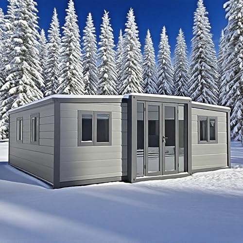 Prefabricated Tiny Houses to Live in for Adults, 20Ft Folding Expandable ContainerMobile Modular Tiny Homes for Sale Prefab with 1 2 3 4 Bedroom LivingRoom 1 Full Equipped Bathroom & Kitchen