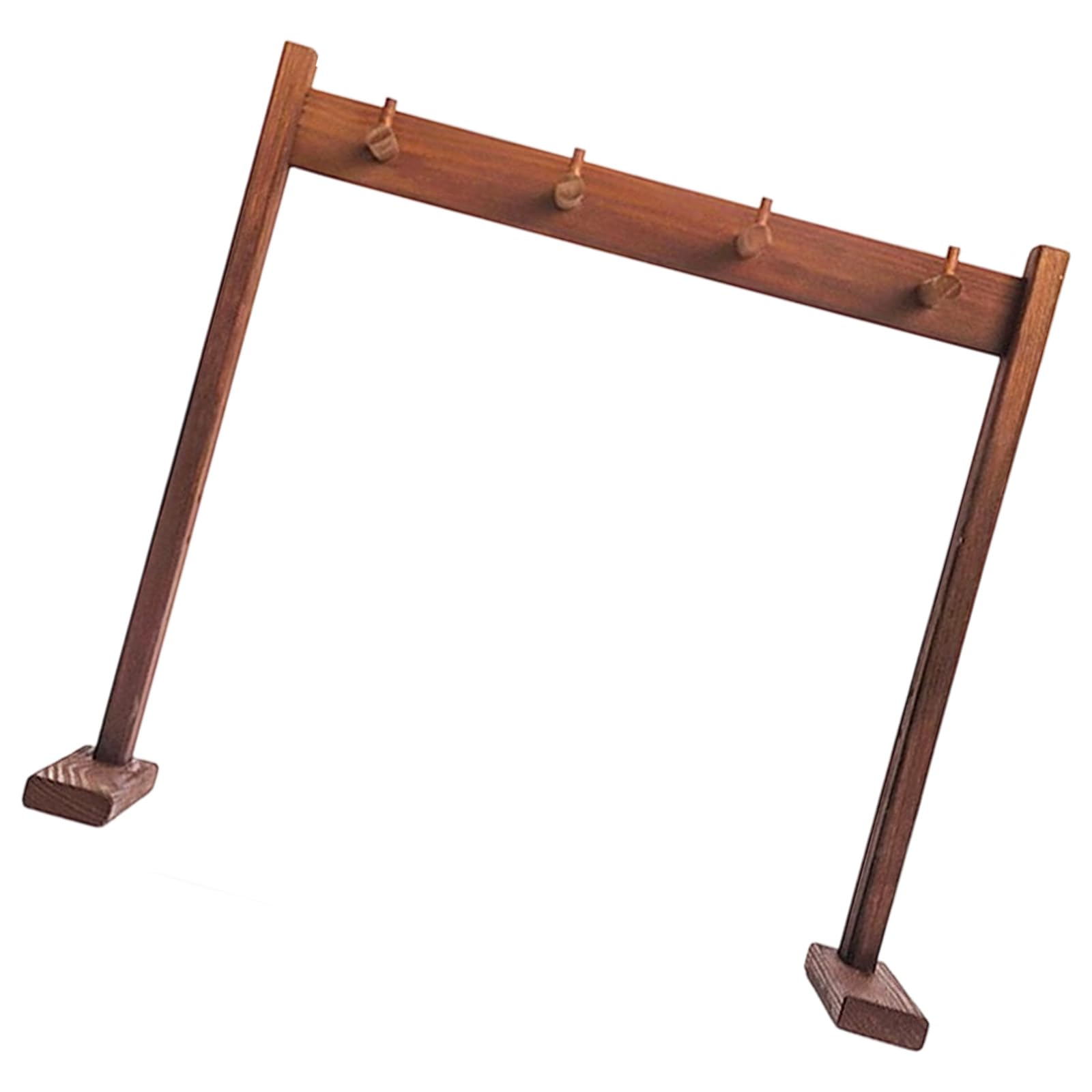 Buxuaaaa Wooden Wind Chimes Organizers with 5 Hanging Hook Easy Assembly Gongs Stand Display Rack for Meditations Tea Room Gift Hanging Wind Chimes Holder