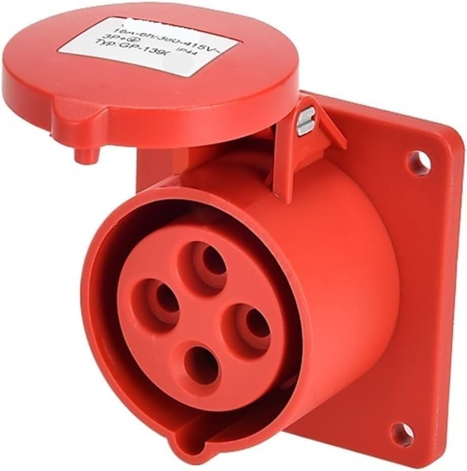Connecteur de prise etanche industriel 4P 16A triphase noir droit IP44