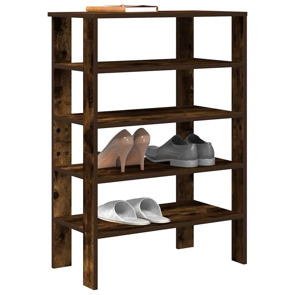 Regał na buty, dąb wędzony, materiał drewnopochodny, 61 x 32 x 87,5 cm, wąska szafka na buty z dużą ilością miejsca do przechowywania, do korytarza, przedpokoju i sypialni, jako praktyczny