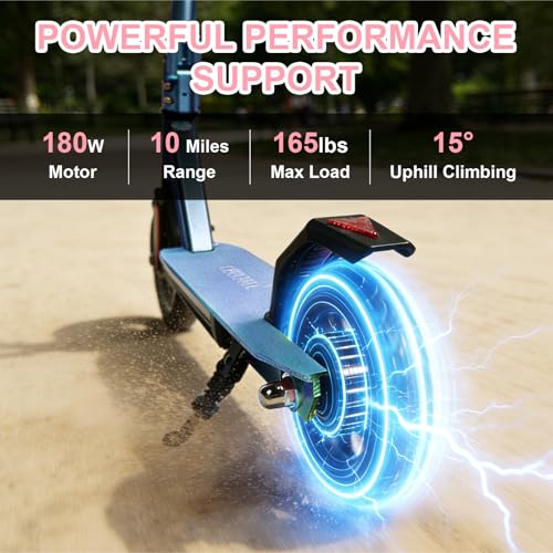 Image of Electric Scooter for Kids Ages 8-15,180W Motor,11 MPH Max Speed & 15 Miles,Adjustable Height & Speed,Colorful Lights,LED Display,UL2272,Foldable Kids Electric Scooter 155 Lbs Max Load