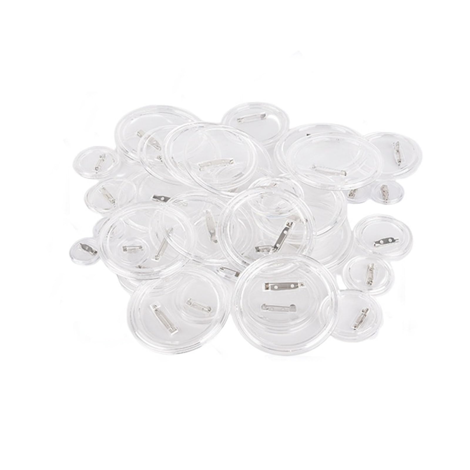 Slzjwlppa One Color 100Pcs Photo Frame Acrylic Fridge Magnet Transparent Badge Supplies, Round Badges Materials, For Crafts Diy Photo For Crafting(58Mm)