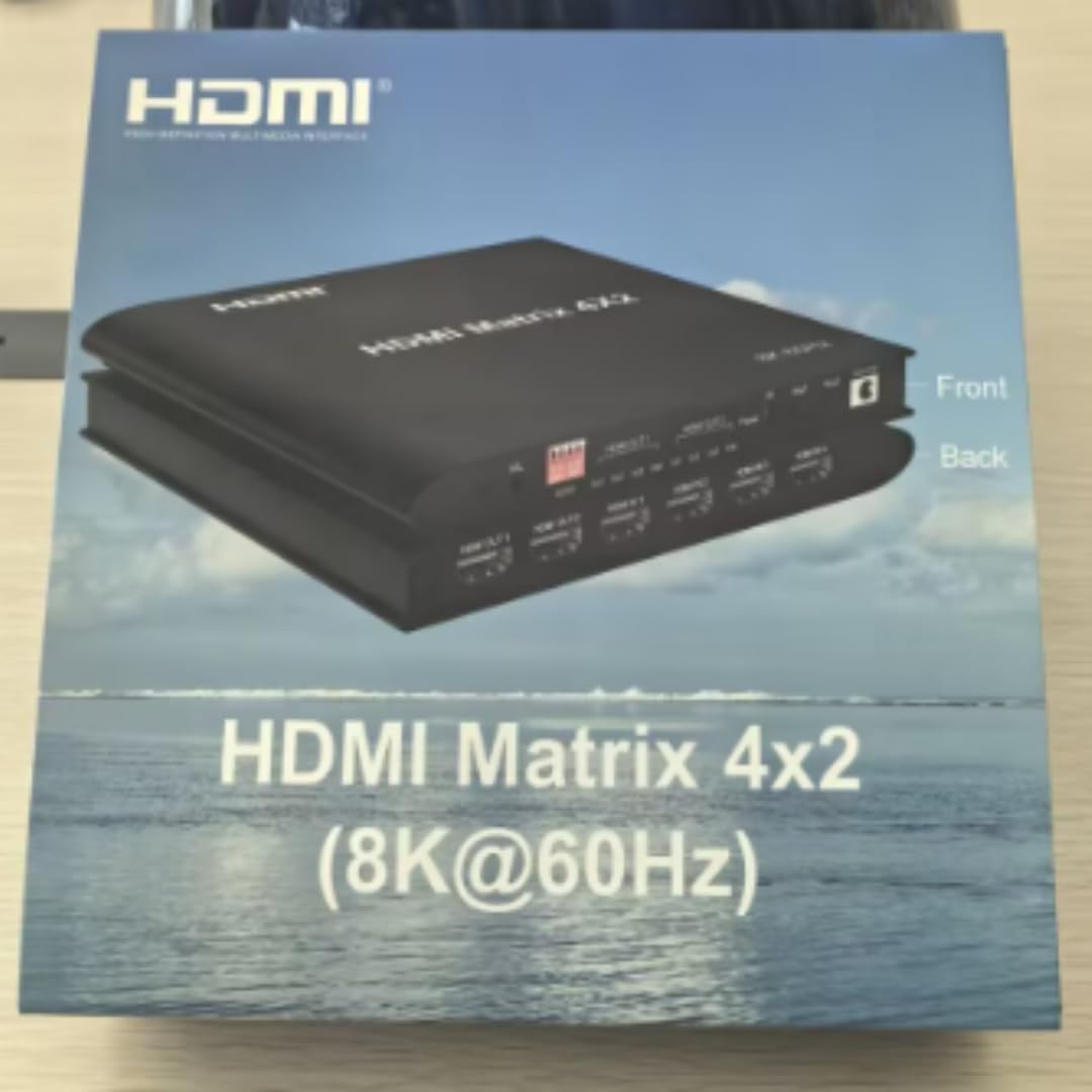Matrice HDMI 4 en 2 Salidas 8K, 8K 4x2 HDMI 2.1 True Matrix Conmutador Switch 4K 120Hz HDR HDCP 2.3 HDMI Splitter 4 in 2 Out Switcher RL Soporta salida estéreo para PS4 TV Box PC a HDTV