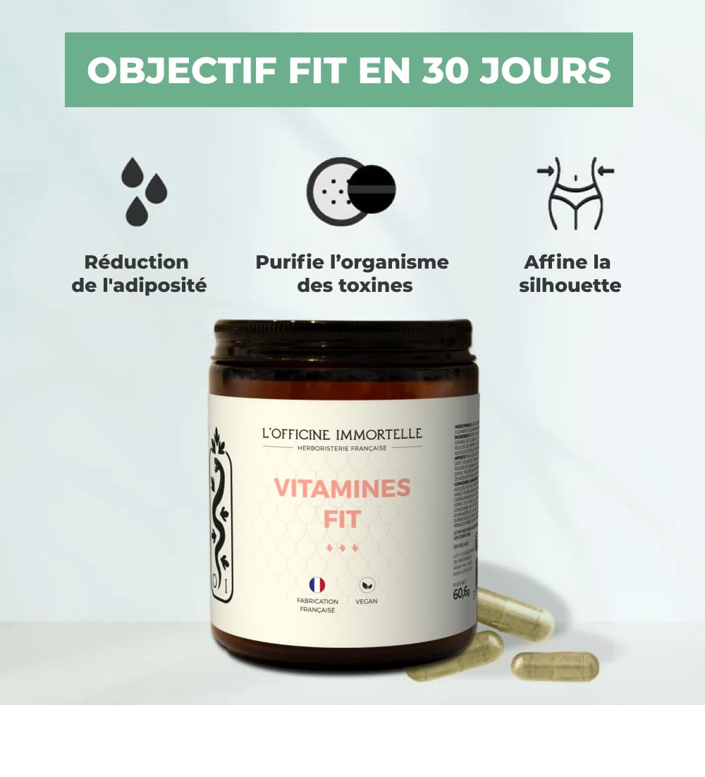 VITAMINES FIT | Affine la silhouette | Purification et Détoxification | Objectif fit | Extrait de Café Vert | Infusion de Thé Vert | Produit en France