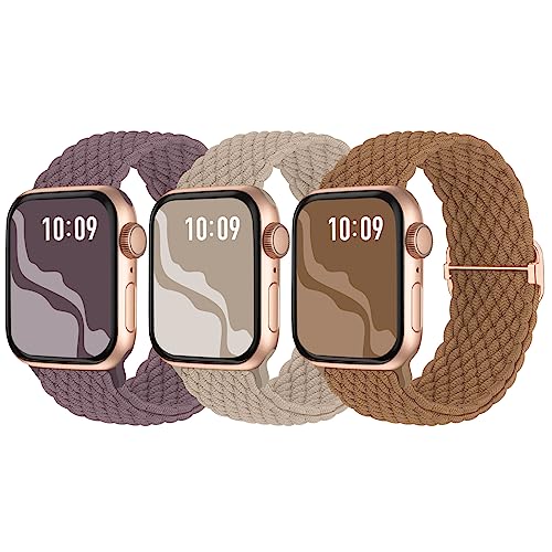 【3枚入り】Suitisbest コンパチブル アップルウォッチ バンド 編み込み 42mm 41mm 40mm 38mm Apple Watch ナイロンバンド 伸縮性 ゴム アップルウォッチ スポーツベルト Series 11 10 9 8 7 6 5 4 3 2 1 SEに対応 長さ無段階調整 柔軟 通気 防汗