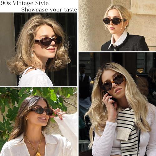 mosanana Oval Retro Trendy Sunglasses for Women 90s Style MS523713