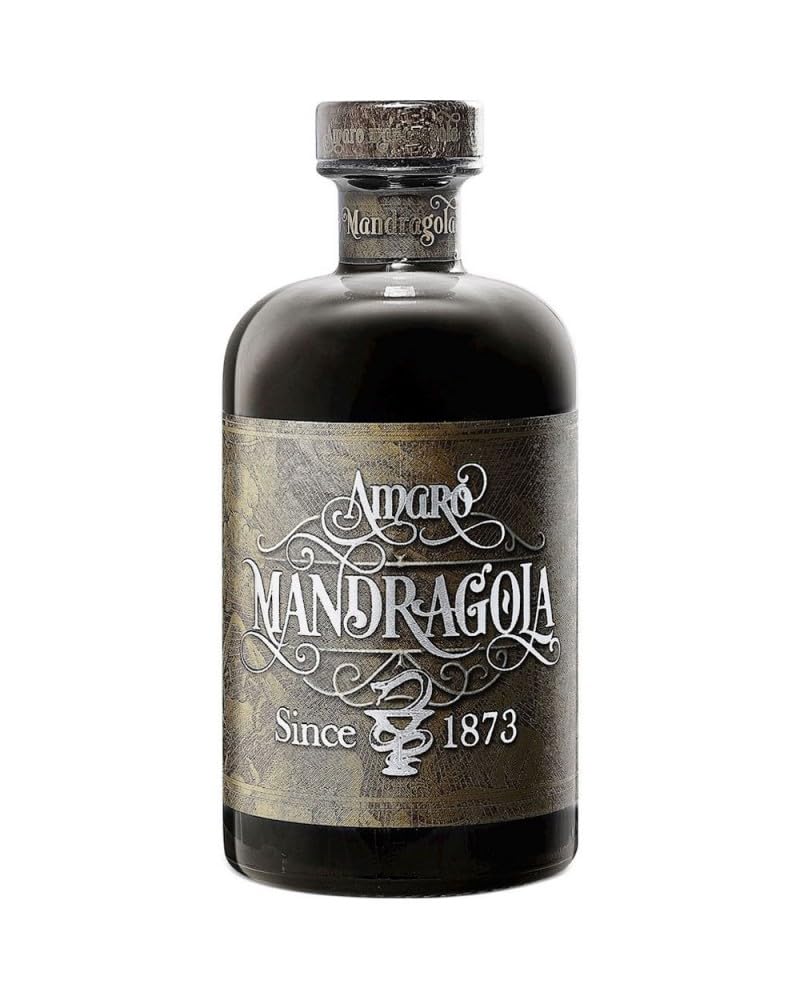 Mandragola, Amaro, 500ml, ricetta segreta, metodo tradizionale, note erbacee e balsamiche, amaro intenso, dopo pasto sorprendente, digestivo, 15 botaniche, 45% Vol.