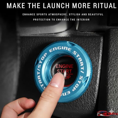 Image of SARTE Car Engine Start Stop Switch Cover Rotatable Ignition Button Protector Universal Push Start Stop Sticker Anti-Scratch Interior Decoration Accessory for All Cars (Blue)