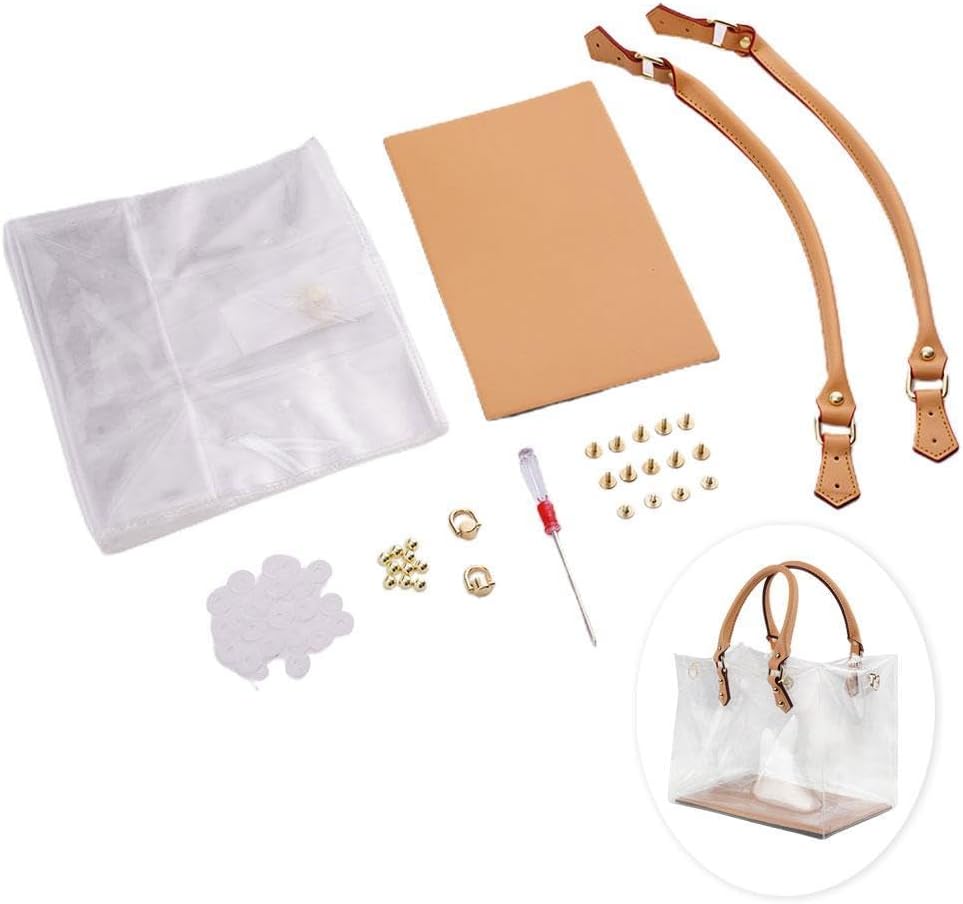 KWJNH Clear PVC DIY Tote Bag Handbag Making Kit, 5 Sizes Handmade Gift Bags Craft Accessories Tool Set Birthday Holiday DIY PVC Bag for Kids