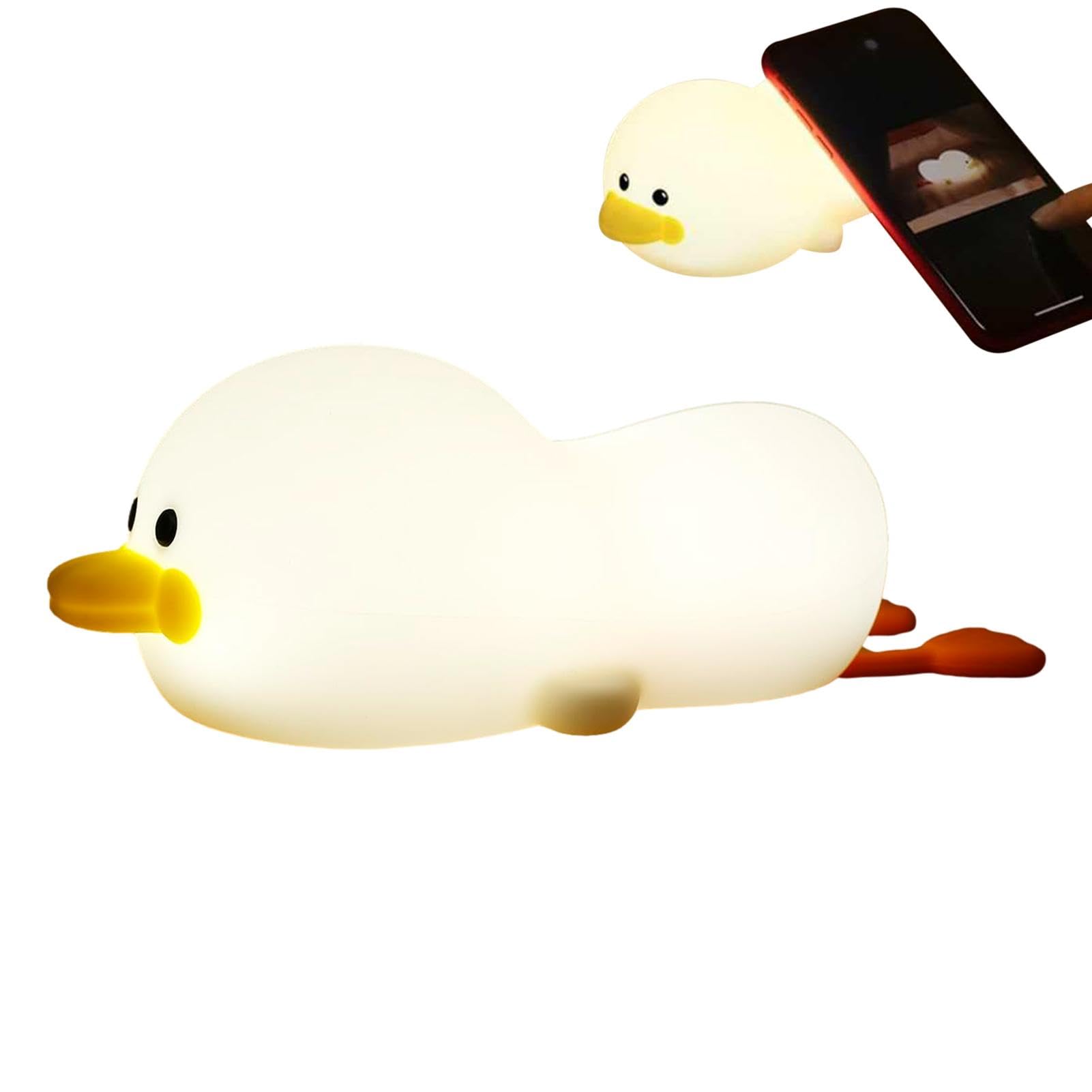 Jolie Veilleuse En Forme De Canard Pour Enfants, Lampe Attivolife En Silicone Souple Avec Intensité Variable Et Minuterie, Décoration De Table De Chevet Portable Rechargeable Par USB, Cadeau