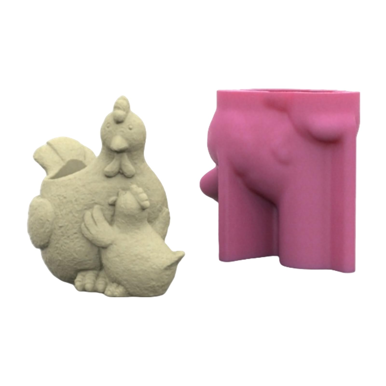 Moule silicone béton pour pot de fleurs en forme de poule, idéal pour plantes succulentes
