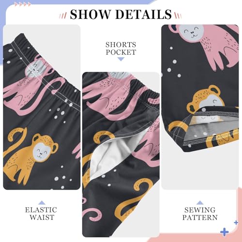 ZZXXB Monkey Polka Dot Boys Long Pants Soft Trousers Elastic Waist Kids Lounge Bottoms with Pockets S-XL4