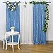 Sequin Backdrop Curtain Panel 2 Pieces 2FTx8FT Baby Blue Sequin Photography Backdrop Fabric for Party Decoration