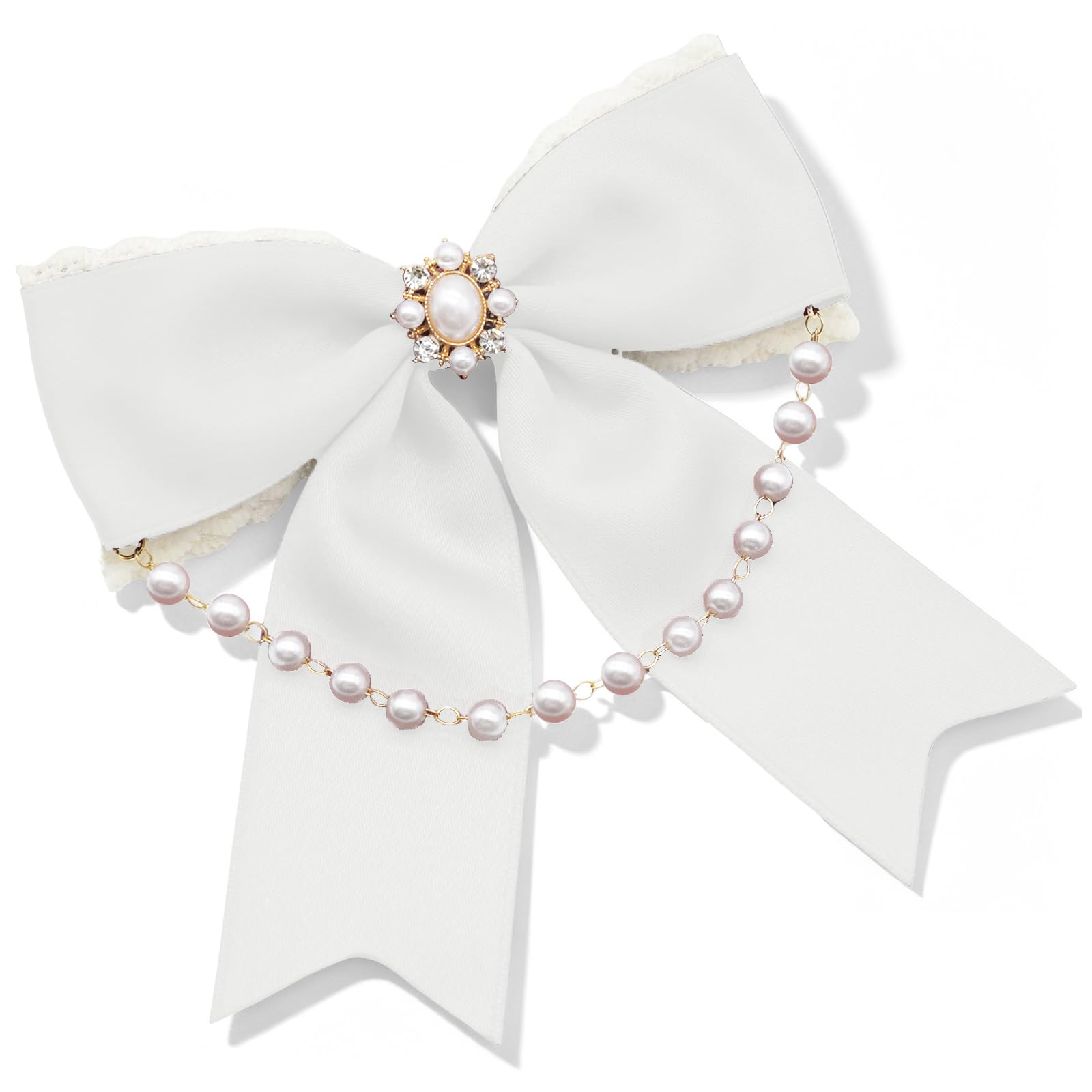 Bow Tie for Women Girls, Adjustable Bow Ties with Pearls for Dress