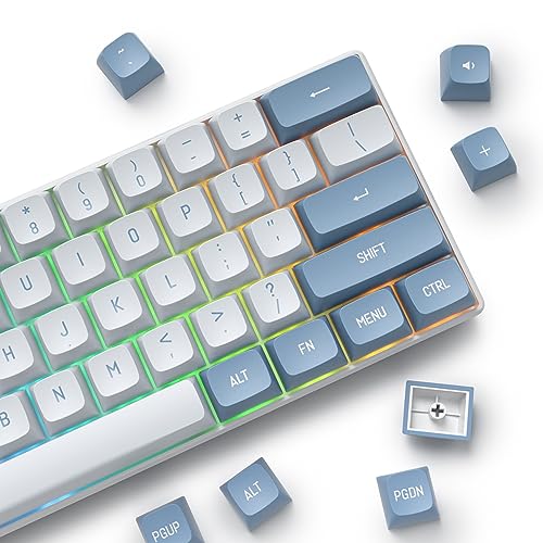 Image of PBT Blue Keycaps 60 Percent with 6.25U Space Bar OEM Profile for Cherry MX Switch Mechanical Gaming Keyboard (CSA-Shoko)