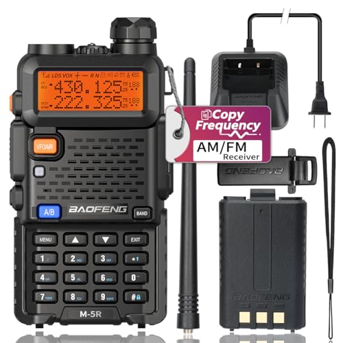 BAOFENG Ham Radio Long Range M-5R Handheld Two Way Radio (Upgraded Version of UV-5R) Long Range Walkie Talkies for Adults,Copy Frequency, AirBand 5RX 2 Way Radio with Earpiece Battery Full Kit