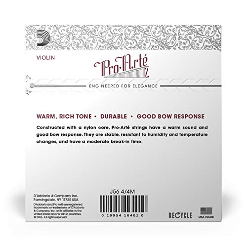 D'addario J56 4/4M Pro-Arte Nylon Violin Strings, Medium #TOP2