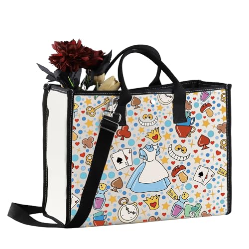 MEIKIUP Alice Tote Bag Alice Fairy Tale Fans Gift Wonderland Hand Bag Magical Garden Lover Gift (A Wonderland HB)