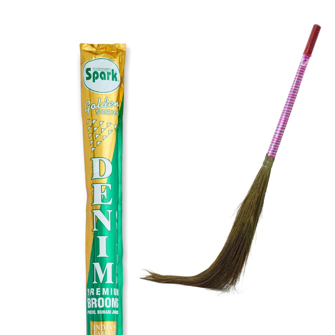 Spark International Denim Knitted Broom | Extra Long 52 Inch Broom | Nylon Knitted Handle | Long Lasting Garo-Hill Grass | Durable & Flexible | Heavy Duty Jhadu for Home, Office & Floor Cleaning-picture-15