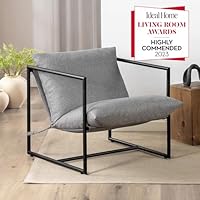 Zinus Aidan Extragroß Sling Akzent-Sessel 78x69x78 - Sessel mit Metallrahmen und Polsterung aus zerkleinertem Schaumstoff - Hellgrau