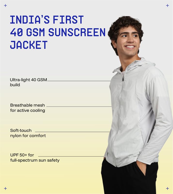 Image of BLUE TYGA Air Pro Sunscreen Jacket | UV Protection Hooded Jacket | 40 GSM Nylon, Breathable Mesh, Quick-Dry Summer Wear