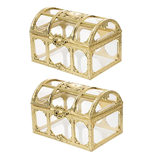 BESPORTBLE 2Pcs Transparent Plastic Pirate Treasure Box Decorative Jewelry Storage Chest for Keepsakes Trinkets Gemstones for Friends and Family
