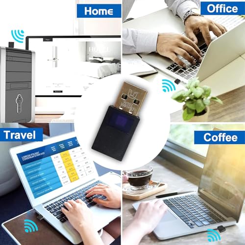 Image of 300 Mbps USB WiFi + Bluetooth Receiver Adapter, Wireless Network Receiver Dongle for Desktop PC Laptop (300 MBPS Black)