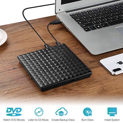 image for LeeKooLuu External DVD Drive USB 3.0 Type-C CD DVD +/-RW Optical Drive
