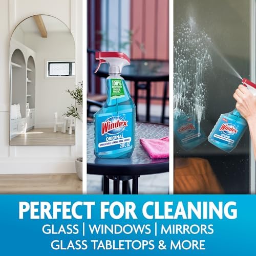 Windex Glass and Window Cleaner Spray Bottle, Packaging Designed to Prevent Leakage and Breaking, Surface Cleaning Spray, Original Blue Scent, 23 Fl Oz - 1