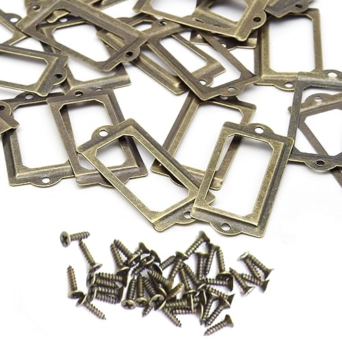 Yosawo 30Pcs Label Holder Metal Card Tag Holder Furniture Drawer Cabinet Tag Frame with Screws for Cabinets Boxes, Shelf - Image 4