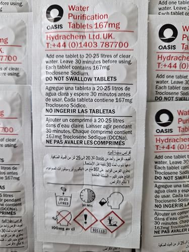 Oasis Emergency Water Purification Tablets, 167mg, 500 Tablets - ...