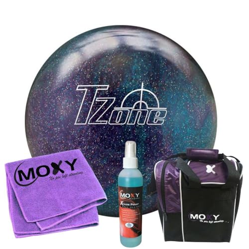 Bowlerstore Products Brunswick T-Zone Deep Space Bowling Ball | Moxy Strike Purple Bowling Bag | Moxy Purple Micro Fiber Towel | Moxy Xtreme Power Cleaner Package 16lbs