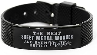 The Best Sheet Metal Worker and Even Better Mother. Sheet Metal Worker Mom Shark Mesh Bracelet Gifts, for Sheet Metal Worker Engraved Bracelet Motivational Gifts,Sheet Metal Worker