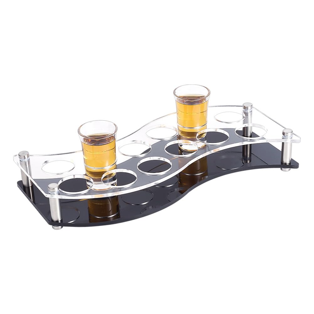 NBEADS 12 foro Supporto per Vassoio per Bicchierini, Vassoio Da Portata per Calice con Foro Da 3.8 cm con Base Nera Vassoi Da Portata per Bicchieri Da Birra Espositore per Bar Party Club