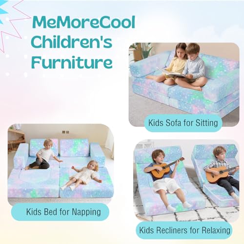 MeMoreCool 10-Piece Kids Couch Sofa, Modular Toddler Couch Glow Sofa Bed for Playroom Bedroom, Fold Out Play Couch for Girl Boy, Kids Convertible Sofa Sectional Foam Playset, Star 6 MeMoreCool 10-Piece Kids Couch Sofa, Modular Toddler Couch Glow Sofa Bed for Playroom Bedroom, Fold Out Play Couch for Girl Boy, Kids Convertible Sofa Sectional Foam Playset, Star - Image 6