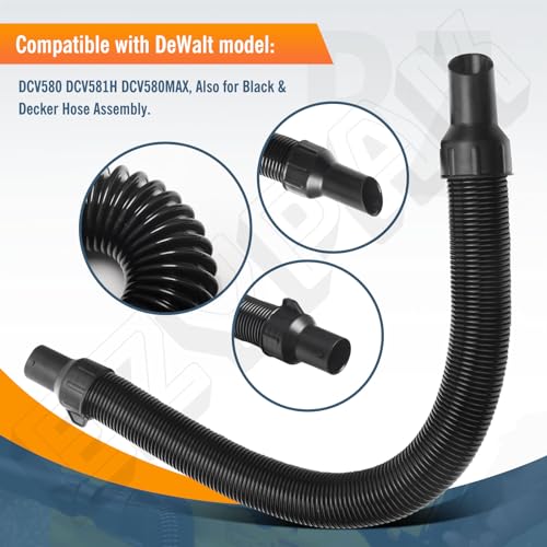 Image of 5140128-68 Replacement Vacuum Hose Assembly Compatible with DeWalt DCV580 DCV581H DCV580MAX, Premium Flexible Hose Accessories for Wet Dry Cordless Vacuum, Secure Fit & Extended Reach (Pack of 2)