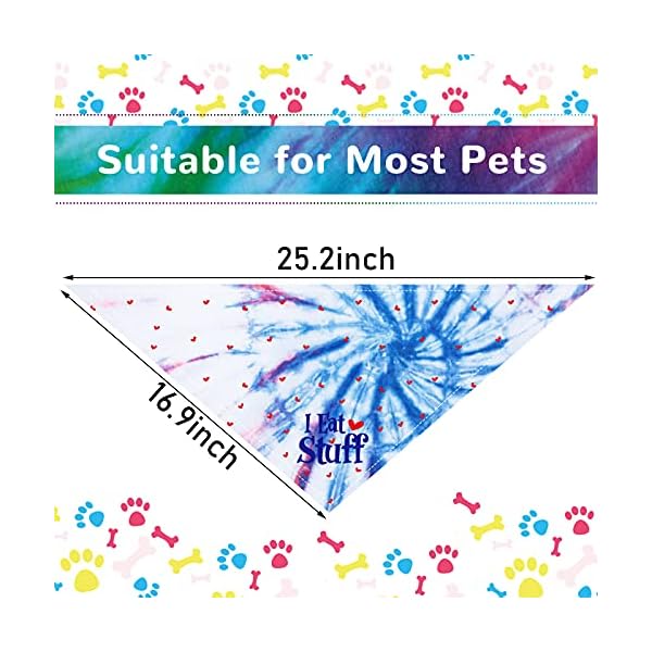 6 pieces tie dye dog bandana rainbow pet triangle scarf colorful dog costume adjustable reversible pet triangle bibs washable dog kerchief puppy neckerchief for pet dog cat daily wear birthday party - image 3
