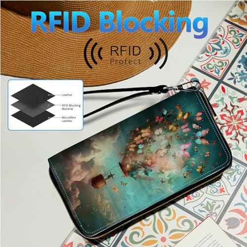 Image of Womens Wallet PU Leather Wristlet Wallets for Women, Large Capacity Lady Fashion Wallet Card Holder Zipper Wallet