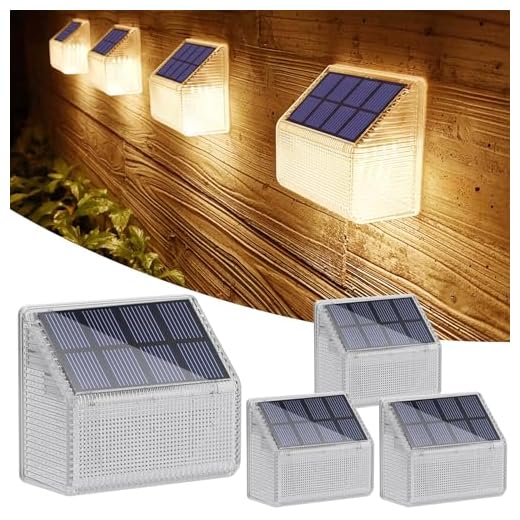 Alinana Luces de Valla de Luz Solar para Jardín - Blanco Cálido Luz Apliques Exterior IP68 Impermeable - Lamparas de Pared - 4 Paquete