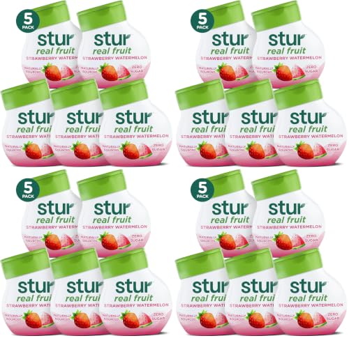 Image of Stur Liquid Water Enhancer | Strawberry Watermelon | Naturally Sweetened | High in Vitamin C & Antioxidants | Sugar Free | Zero Calories | Keto | Vegan | 5 Bottles, Makes 120 Drinks (Pack of 4)