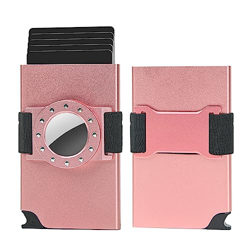 Womens AirTag Wallet, Women's Metal Card Case Small Aluminum Card Holder, Minimalistic Pop Up Card Wallet for Cards for Women, RFID Womens Slim Wallet for Cash and Cards