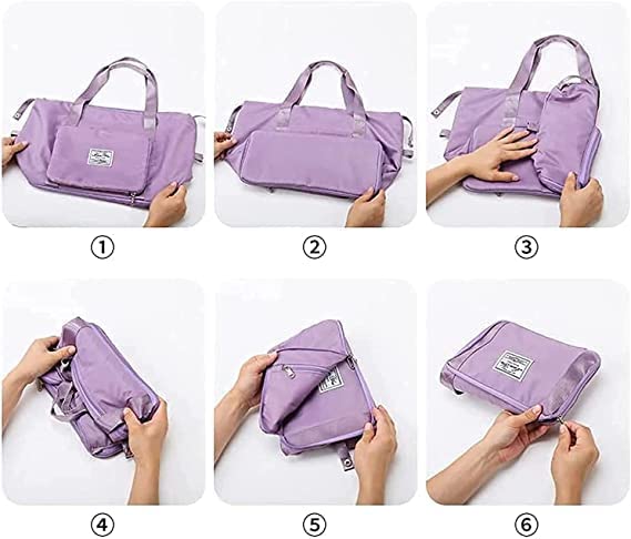 Salepush Foldable Travel Duffel Bag Folding Lightweight Carry Luggage Bag, Dipper Bag, Toiletry Kit Bag Waterproof Travel Bag for Travelling Luggage Bag Shopping Bag for Women & Men (Purple) 4 51P2l4Hv XL