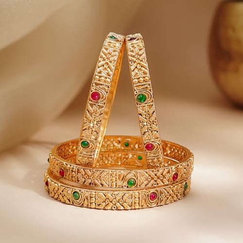Image of Rubans Bangles Set Gold Plated Traditional Ethnic Stylish Trendy Jewellery Gift for Women & Girls