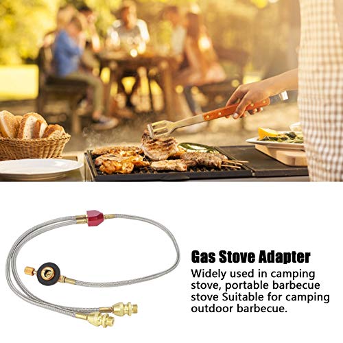 Gas Adapter Kartusche, G1/8 DN6 Flacher Gastankadapter, Propan Nachfülladapter mit Gasschlauch für Aussen Campingkocher Gasgrill Zubehör