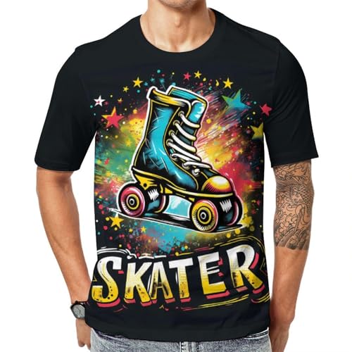 Vintage Roller Skating Unisex Adult T-Shirts Summer Short Sleeve Tee Casual Tops Funny Graphic S