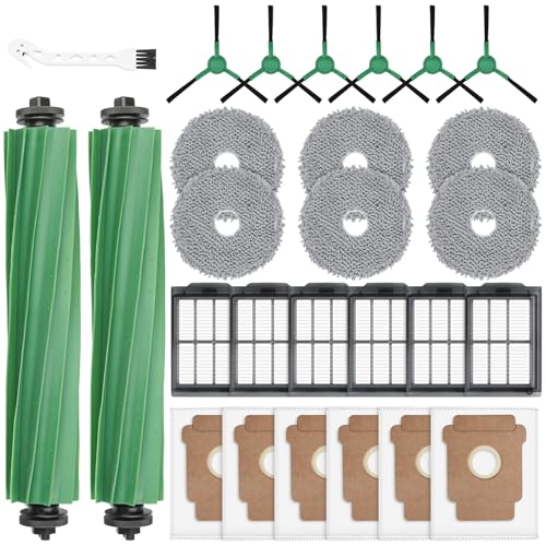 Image of 27 Pcs Replacement Parts for iRobot Roomba 505X /Plus 405 /505 Combo Vacuum | 2 Main Brushes 6 Side Brushes 6 HEPA Filters 6 Mop Pads 6 Dust Bags 1 Cleaning Brush