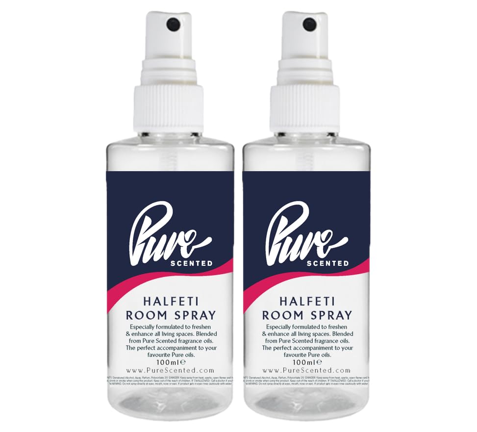"Pure Scented 200ml Room & Fabric Sprays 2 x 100ml Suitable For Home, Car, Caravan, Work, Gym Bags, Odour Eliminators (2 x 100ml, Halfeti)"