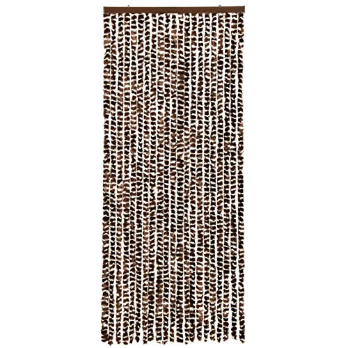 Kavolet Cortina de felpilla, 56 x 185 cm, Cortina de Hilos, protección contra Insectos, Cortina de Felpa, Cortina de Felpa, Cortina para Puerta de Camping, caravanas, Color marrón y Blanco