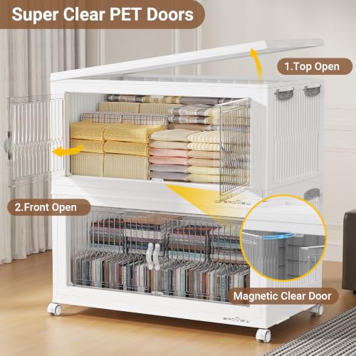 Image of BROVIEW 1000Qt Stackable Storage Bins with Lid for Home Dorm, 5Pack White